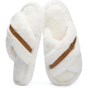 Slippers for Women Memory Foam House Bedroom Corduroy Crossbands Open Toe Slides Sandals Shoes Comfy Trendy Gift for womens Anti-Skid sole