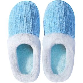 shoeslocker Womens Memory Foam Fuzzy Slippers Knitted House Slippers for Women Comfy Slip-On Warm House Shoes