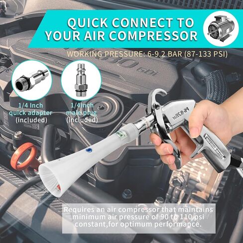 Tornado Dry Cleaning Gun with Brass Adjustable Air Flow Nozzle,Air Blower Gun Quickly Blasts Dirt and Dust from Surface Works with Air Compressor in Kuwait
