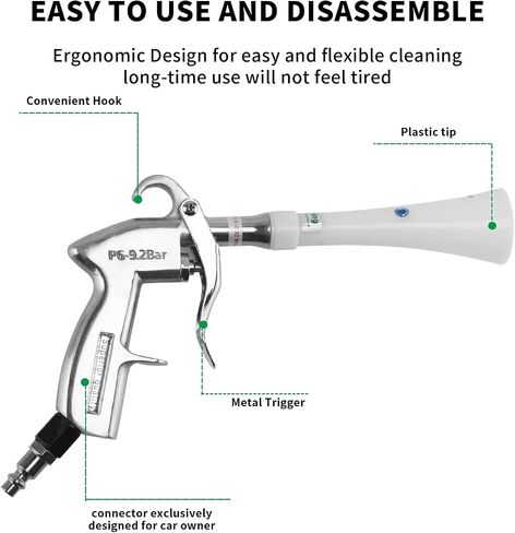 Tornado Dry Cleaning Gun with Brass Adjustable Air Flow Nozzle,Air Blower Gun Quickly Blasts Dirt and Dust from Surface Works with Air Compressor in Kuwait