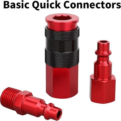 Hromee 1/4 in x 25 ft Polyurethane Recoil Air Hose with Bend Restrictors Compressor Hose with 1/4" Industrial Universal Quick Coupler and I/M Plug Kit, Red in Saudi Arabia