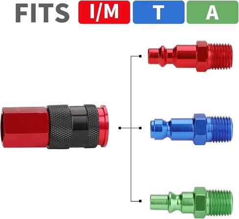 Hromee 1/4 in x 25 ft Polyurethane Recoil Air Hose with Bend Restrictors Compressor Hose with 1/4" Industrial Universal Quick Coupler and I/M Plug Kit, Red in Saudi Arabia