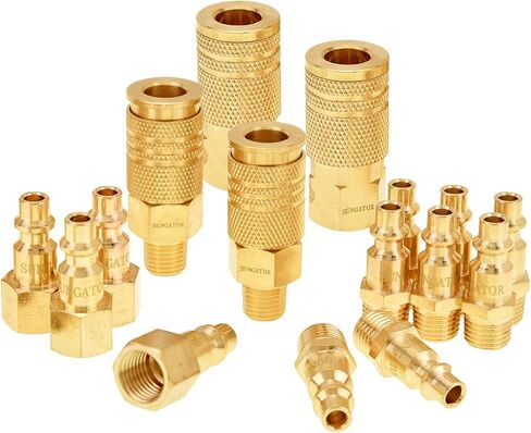 SUNGATOR Air Hose Fittings 1/4" NPT, 16-Piece Solid Brass Quick Connect Air Line Fittings, 1/4 Inch Compressor Accessories, Coupler and Plug Kit, 1/4'' Quick Connect Hose Repair Kit in Saudi Arabia