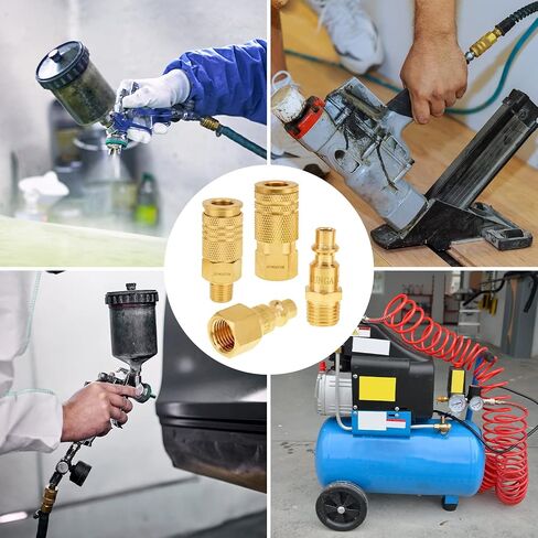 SUNGATOR Air Hose Fittings 1/4" NPT, 16-Piece Solid Brass Quick Connect Air Line Fittings, 1/4 Inch Compressor Accessories, Coupler and Plug Kit, 1/4'' Quick Connect Hose Repair Kit in Saudi Arabia