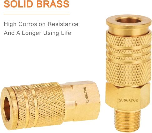 SUNGATOR Air Hose Fittings 1/4" NPT, 16-Piece Solid Brass Quick Connect Air Line Fittings, 1/4 Inch Compressor Accessories, Coupler and Plug Kit, 1/4'' Quick Connect Hose Repair Kit in Saudi Arabia