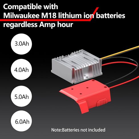 18V to 12V Step Down Power Inverter Aadpter Works with Milwaukee 18 Volt Battery, DC 18V to DC 12V 20A 240W Power Wheel Converter, Buck Boost Voltage Regulator with Low Voltage Protection in Saudi Arabia