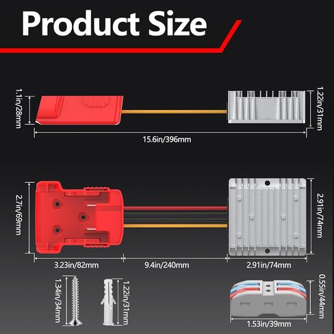 18V to 12V Step Down Power Inverter Aadpter Works with Milwaukee 18 Volt Battery, DC 18V to DC 12V 20A 240W Power Wheel Converter, Buck Boost Voltage Regulator with Low Voltage Protection in Saudi Arabia
