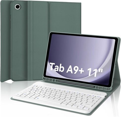 حافظة لوحة مفاتيح لجهاز Samsung Galaxy Tab A9 Plus/A9+ 5G 11 بوصة 2023، 7 ألوان خلفية، نوم/استيقاظ تلقائي، بلوتوث لاسلكي، لوحة مفاتيح قابلة للفصل، غطاء فوليو ذكي مع حامل قلم S، وردي in Saudi Arabia