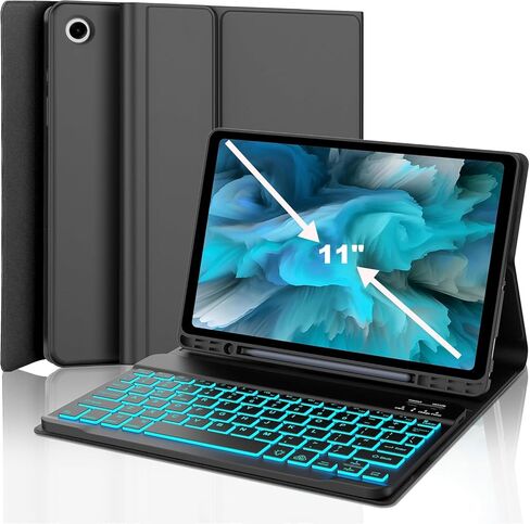 حافظة لوحة مفاتيح لجهاز Samsung Galaxy Tab A9 Plus/A9+ 5G 11 بوصة 2023، 7 ألوان خلفية، نوم/استيقاظ تلقائي، بلوتوث لاسلكي، لوحة مفاتيح قابلة للفصل، غطاء فوليو ذكي مع حامل قلم S، وردي in Saudi Arabia