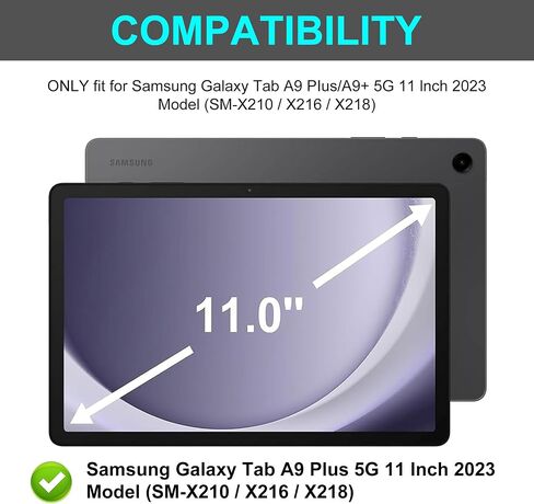 حافظة لوحة مفاتيح لجهاز Samsung Galaxy Tab A9 Plus/A9+ 5G 11 بوصة 2023، 7 ألوان خلفية، نوم/استيقاظ تلقائي، بلوتوث لاسلكي، لوحة مفاتيح قابلة للفصل، غطاء فوليو ذكي مع حامل قلم S، وردي in Saudi Arabia
