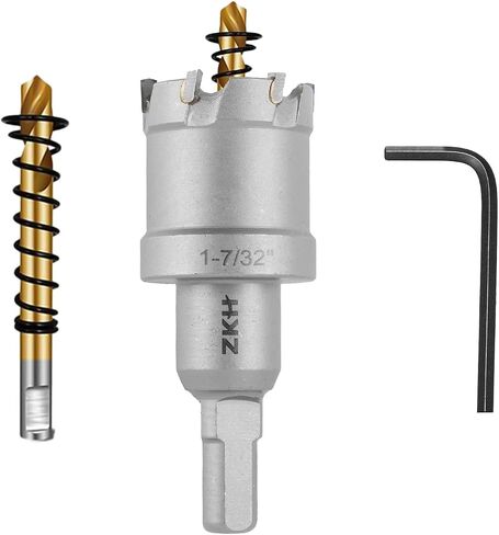 ZKH 2-1/2 Inch Carbide Hole Saw Drill Bit for Hard Metal, Tungsten Carbide Tipped Hole Saw Cutter with 2Pcs Titanium-Plated Pilot Drill bit, Great for Metal, Stainless Steel, Iron, Aluminium, Alloys in Saudi Arabia