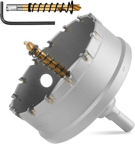 ZKH 2-1/2 Inch Carbide Hole Saw Drill Bit for Hard Metal, Tungsten Carbide Tipped Hole Saw Cutter with 2Pcs Titanium-Plated Pilot Drill bit, Great for Metal, Stainless Steel, Iron, Aluminium, Alloys in Saudi Arabia
