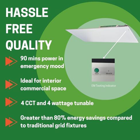 2 Pack 2X4 LED Flat Panel Light with Emergency Battery Backup 35W-40W-45W-50W Wattage Selectable 3000K-3500-4000K-5000K in Saudi Arabia