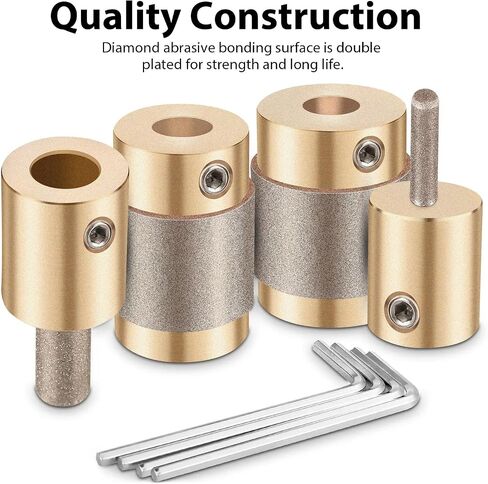 Glass Diamond Grinder Bit Head Tools Stained Glass Drill Bits Brass Core Stained Glass Grinder Bits Stain Glass Tools Diamond Grinding Bit Head Tools for Stained Glass 4 Sizes (1" 3/4" 1/4" 1/8") in Saudi Arabia