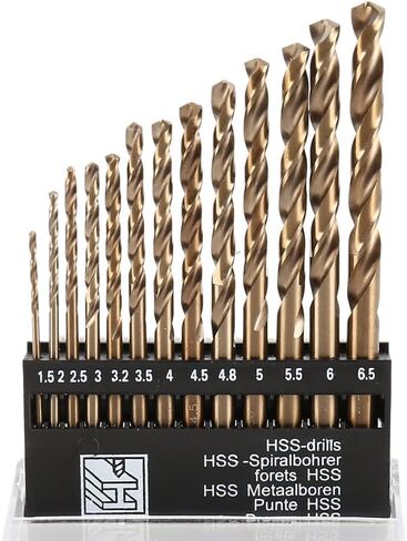 M35 Cobalt Round Straight Handle Metric Drill bit Set 1.5mm-6.5mm Drill Bits Suitable for Stainless Steel, Hard Metal, Cast Iron, Copper, Aluminum Plastic (1.5mm-6.5mm/13pcs) in Saudi Arabia