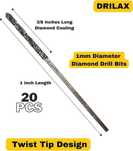 Drilax 1mm 1.5mm 2mm 2mm 2mm الماس بتات للحجارة ، والزجاج البحري ، والصدف المتوافقة مع Dremel - 4 collets شملت 24 جهاز كمبيوتر الشخصي in Saudi Arabia