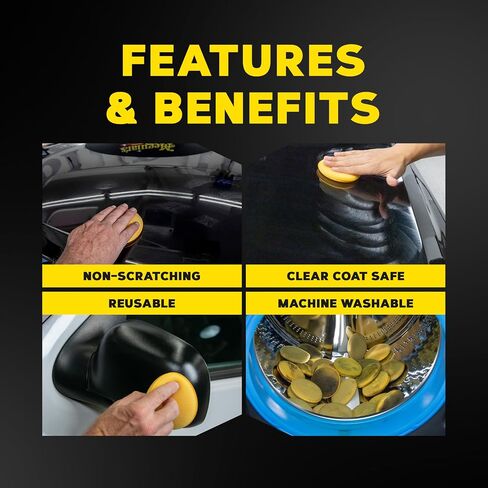 Meguiar's 4" Foam Applicator Pads, 4 Count - Ultra-Soft Hand Applicators with a Tight-Cell Foam Construction for a Smooth Application of Waxes, Polishes, Tire Dressing, Protectants and More, 4 Pack in Saudi Arabia