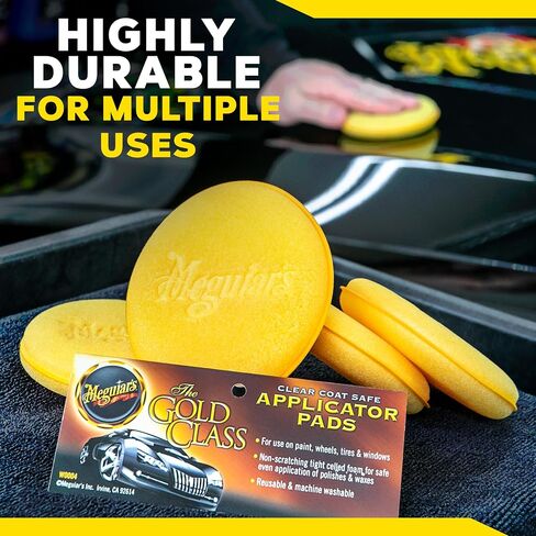 Meguiar's 4" Foam Applicator Pads, 4 Count - Ultra-Soft Hand Applicators with a Tight-Cell Foam Construction for a Smooth Application of Waxes, Polishes, Tire Dressing, Protectants and More, 4 Pack in Saudi Arabia