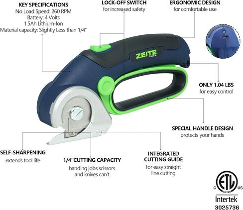 ZEITE 4V Cardboard Box Cutter,Cordless Electric Scissors,Max Cutting 1/4",Ideal for Cardboard,Thin Carpet & Plastic Recycling,Easy to Hold and Safe,Green in Kuwait