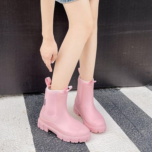 Harssidanzar Womens Short Short Rain Boots حذاء حديقة مقاوم للماء. in Kuwait