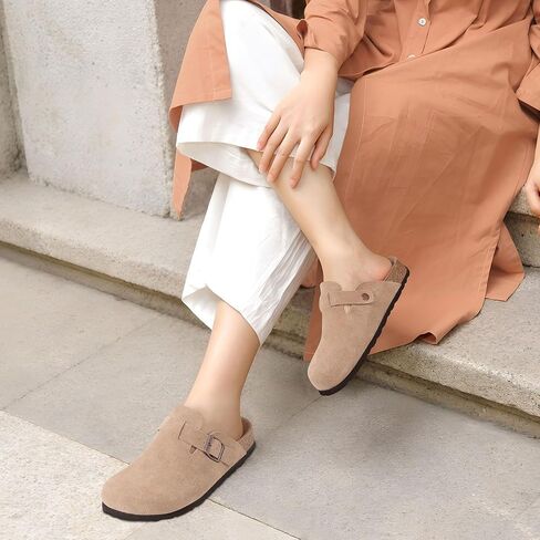 Litfun Women's Lenuine Suede Clogs ناعمة من جلد البطاطا الباطن. in Kuwait