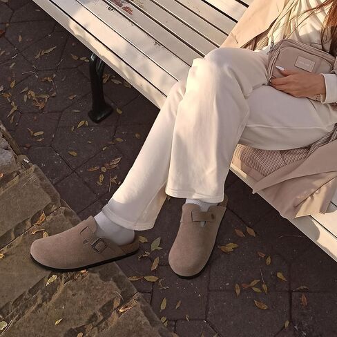 Litfun Women's Lenuine Suede Clogs ناعمة من جلد البطاطا الباطن. in Kuwait