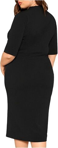 Floerns Women's Plus Size Mock Neck Short Sleeve Bodycon Pencil Midi Dress in Kuwait
