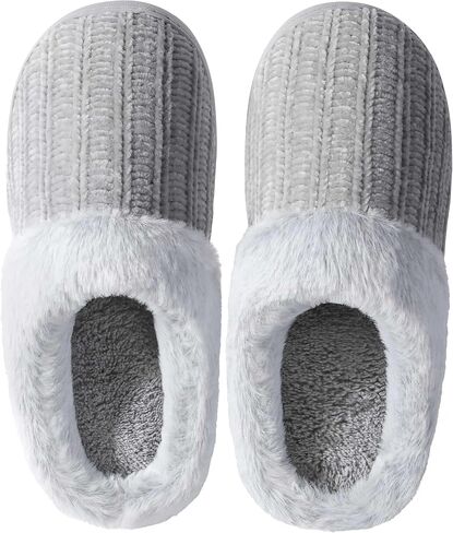 shoeslocker Womens Memory Foam Fuzzy Slippers Knitted House Slippers for Women Comfy Slip-On Warm House Shoes in Saudi Arabia