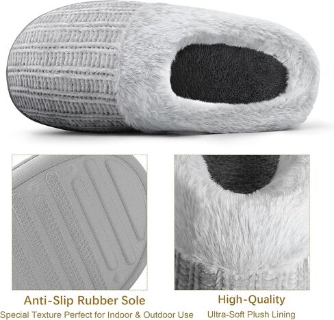 shoeslocker Womens Memory Foam Fuzzy Slippers Knitted House Slippers for Women Comfy Slip-On Warm House Shoes in Saudi Arabia