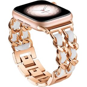 Missair Bands Compatible with Apple Watch Band 38mm 40mm 41mm 42mm 44mm 45mm 49mm for Women Girl, Slim Metal Dressy Jewelry Bracelet with Bling Diamond for iWatch Series 9 8 7 6 5 4 3 2 1 SE Ultra