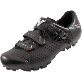 Vittoria Hera MTB Cycling Shoes, Black, 3-Strap with Micro-Adjustable Buckle, Nylon Sole