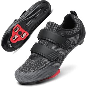 Unisex Road Bike Cycling Shoes Compatible with Peloton Shimano SPD Bike Riding Shoes for Men Women, 3 Straps, Pre-Installed Delta Cleats for Indoor Outdoor Cycling Biking