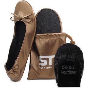 Silky Toes Foldable Flats for Women Purse Ballet Shoes Ballerina Slippers