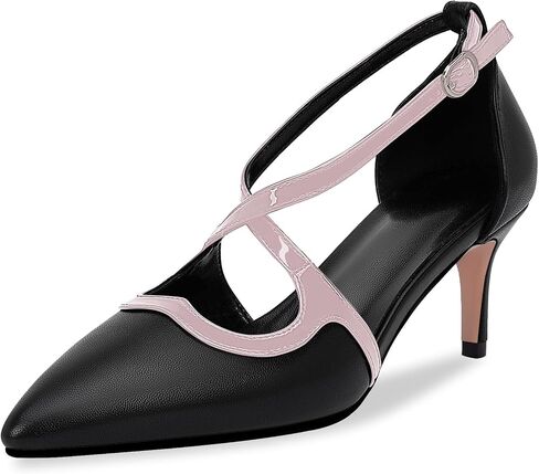 100FIXEO Women's High Heels Pointed Toe Mid Heel Pumps - Classic Black Dress Shoes Office Wedding Party Shoes in Saudi Arabia