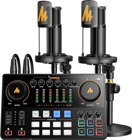 MAONO Podcast Equipment Bundle: Audio Interface Podcast mixer with Dual XLR Input, Quick to Mute, Noise Reduction, 8 Customize soundpads for Podcast Recording, Streaming, YouTube - MaonoCaster E2 Gen2 in Saudi Arabia