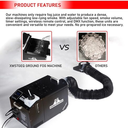 Low Lying Fog Machine, 1200 Watt Water Based Ground Fog Machine with Wireless Remote, DMX 512, Manual Control - Ideal for Weddings, Halloween, Parties, DJs, and Stage Performances in Saudi Arabia