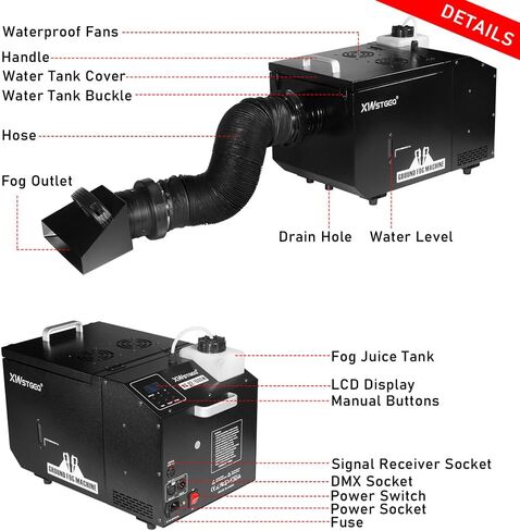Low Lying Fog Machine, 1200 Watt Water Based Ground Fog Machine with Wireless Remote, DMX 512, Manual Control - Ideal for Weddings, Halloween, Parties, DJs, and Stage Performances in Saudi Arabia