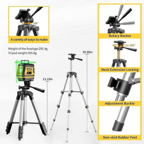 Laser Level 360 Self Leveling with Tripod, 200ft/60m working distance with vertical and horizontal lines, self-leveling mode&IP54 waterproof set in Saudi Arabia
