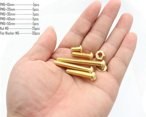 LBY 160pcs M4 Machine Screws(Truss Head), Phillips Pan Head Bolts Nuts Flat Washers, Copper(Yellow) in Kuwait