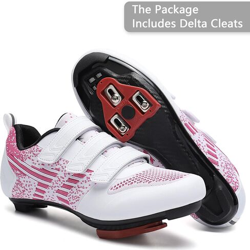 Unisex Road Bike Cycling Shoes Compatible with Peloton Shimano SPD Bike Riding Shoes for Men Women, 3 Straps, Pre-Installed Delta Cleats for Indoor Outdoor Cycling Biking in Saudi Arabia