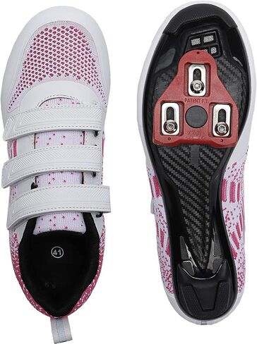 Unisex Road Bike Cycling Shoes Compatible with Peloton Shimano SPD Bike Riding Shoes for Men Women, 3 Straps, Pre-Installed Delta Cleats for Indoor Outdoor Cycling Biking in Saudi Arabia