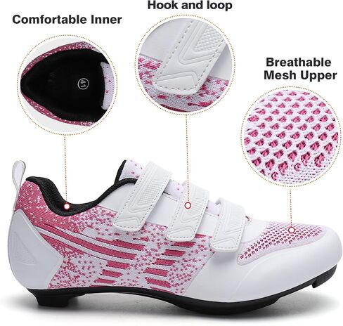 Unisex Road Bike Cycling Shoes Compatible with Peloton Shimano SPD Bike Riding Shoes for Men Women, 3 Straps, Pre-Installed Delta Cleats for Indoor Outdoor Cycling Biking in Saudi Arabia