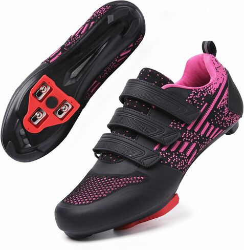 Unisex Road Bike Cycling Shoes Compatible with Peloton Shimano SPD Bike Riding Shoes for Men Women, 3 Straps, Pre-Installed Delta Cleats for Indoor Outdoor Cycling Biking in Saudi Arabia