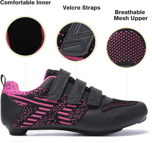 Unisex Road Bike Cycling Shoes Compatible with Peloton Shimano SPD Bike Riding Shoes for Men Women, 3 Straps, Pre-Installed Delta Cleats for Indoor Outdoor Cycling Biking in Saudi Arabia