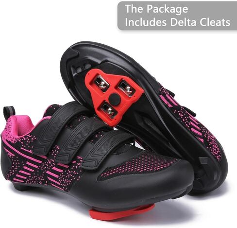 Unisex Road Bike Cycling Shoes Compatible with Peloton Shimano SPD Bike Riding Shoes for Men Women, 3 Straps, Pre-Installed Delta Cleats for Indoor Outdoor Cycling Biking in Saudi Arabia