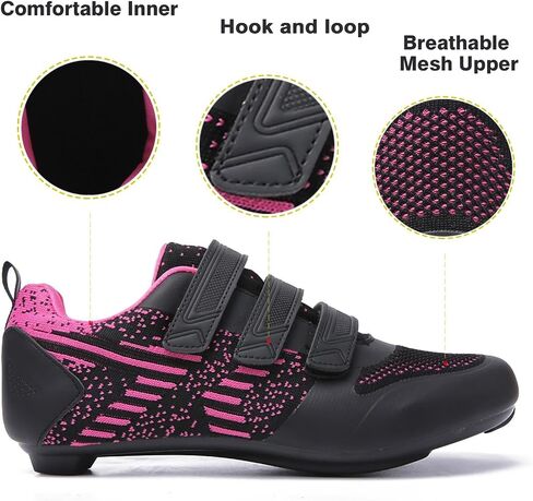 Unisex Road Bike Cycling Shoes Compatible with Peloton Shimano SPD Bike Riding Shoes for Men Women, 3 Straps, Pre-Installed Delta Cleats for Indoor Outdoor Cycling Biking in Saudi Arabia