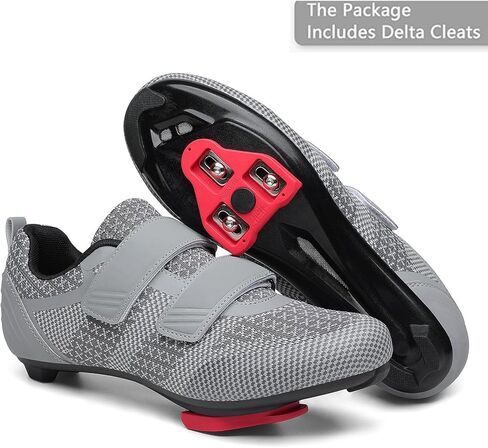 Unisex Road Bike Cycling Shoes Compatible with Peloton Shimano SPD Bike Riding Shoes for Men Women, 3 Straps, Pre-Installed Delta Cleats for Indoor Outdoor Cycling Biking in Kuwait