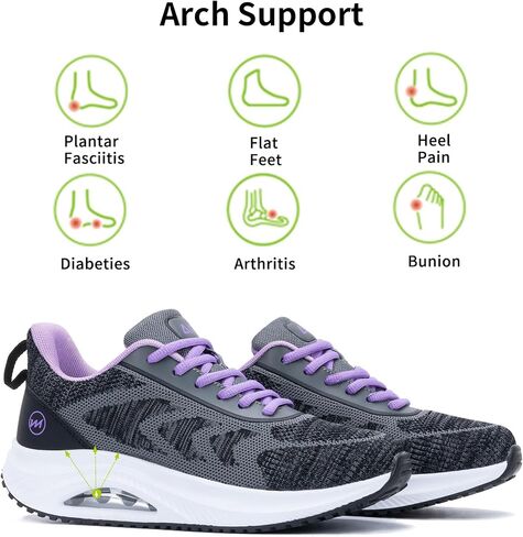 Womens Walking Shoes Arch Support Orthotic Fashion Sneakers Tennis Shoes for Plantar Fasciitis Pain Relief Pain Relief US 5.5-11 in Saudi Arabia
