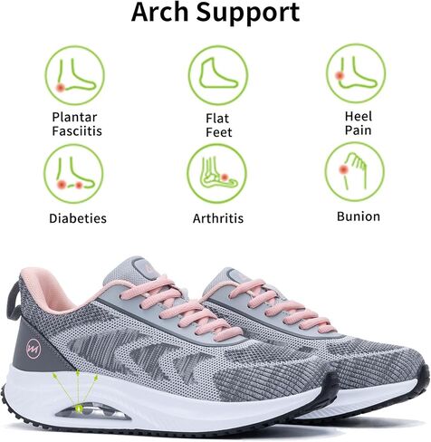 Womens Walking Shoes Arch Support Orthotic Fashion Sneakers Tennis Shoes for Plantar Fasciitis Pain Relief Pain Relief US 5.5-11 in Saudi Arabia