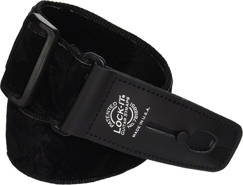 Lock-It Straps LIS-073CV2-SLV Crushed Velvet Guitar Strap - Silver in Saudi Arabia